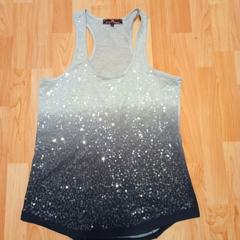 Ombre sequin fitted tank top